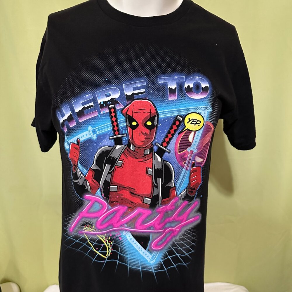 Deadpool Here to Party Men's Black T Shirt Medium